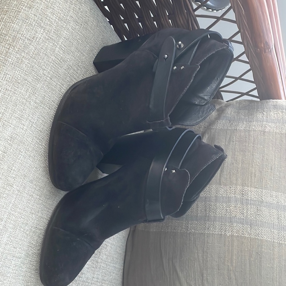 - Rag an bone harrow booties - black suede with black leather